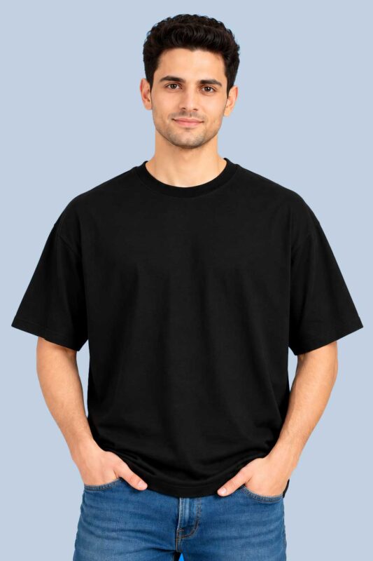 Plain Black T-Shirt (Drop Shoulder)
