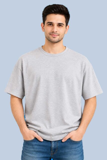 Plain Grey T-Shirt (Drop Shoulder)