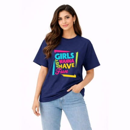 Girls Just Wanna Have Fun Typography Graphic T-Shirt for Women