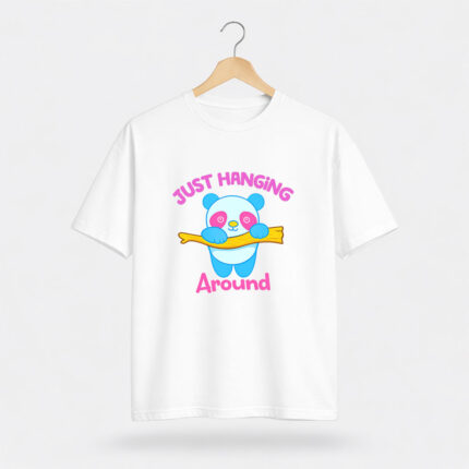 Just Hanging Around Cute Panda Graphic T-Shirt for Women