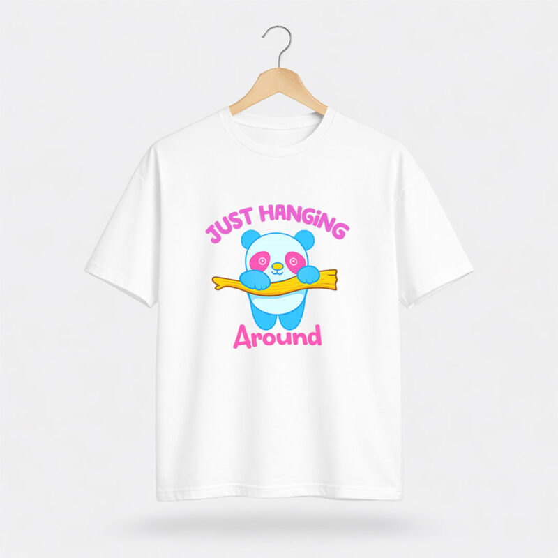 Just Hanging Around Cute Panda Graphic T-Shirt for Women