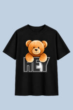 Hey Teddy Bear Graphic T-Shirt – DTF Printed Cute Tee - Image 8