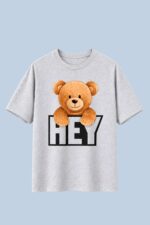 Hey Teddy Bear Graphic T-Shirt – DTF Printed Cute Tee - Image 2