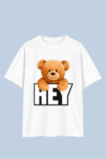Hey Teddy Bear Graphic T-Shirt – DTF Printed Cute Tee - Image 5