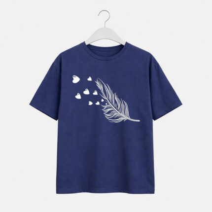 Feather Heart Minimal Graphic T-Shirt for Women