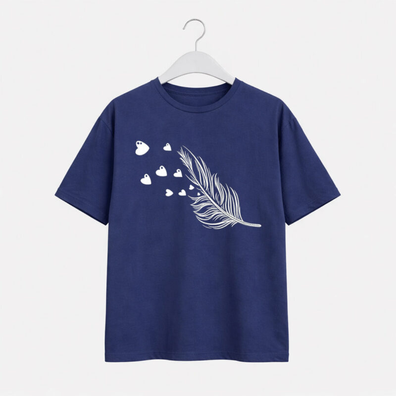 Feather Heart Minimal Graphic T-Shirt for Women