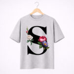 Floral Letter S Graphic T-Shirt for Women