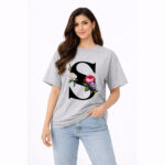 Floral Letter S Graphic T-Shirt for Women