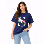 Floral Letter S Graphic T-Shirt for Women