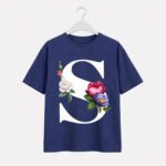 Floral Letter S Graphic T-Shirt for Women
