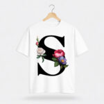 Floral Letter S Graphic T-Shirt for Women