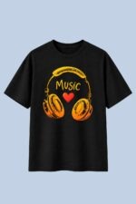 Love Music Headphones Graphic T-Shirt for Women - Image 4