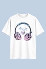 Love Music Headphones Graphic T-Shirt for Women - Image 2