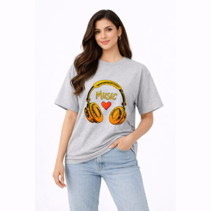 Love Music Headphones Graphic T-Shirt for Women