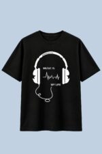 Music Is My Life Headphones Graphic T-Shirt for Women - Image 2