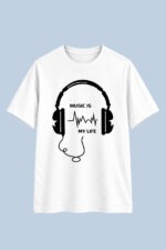 Music Is My Life Headphones Graphic T-Shirt for Women - Image 4