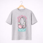 Cute Music Headphones Heart Graphic T-Shirt for Women