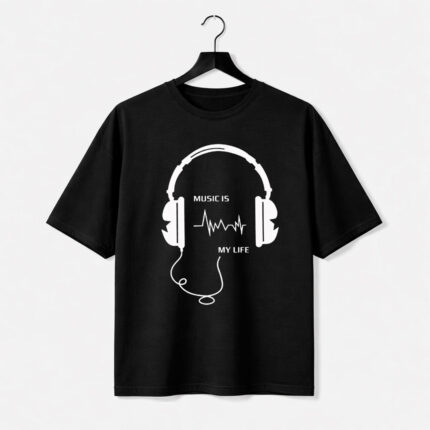Music Is My Life Headphones Graphic T-Shirt for Women