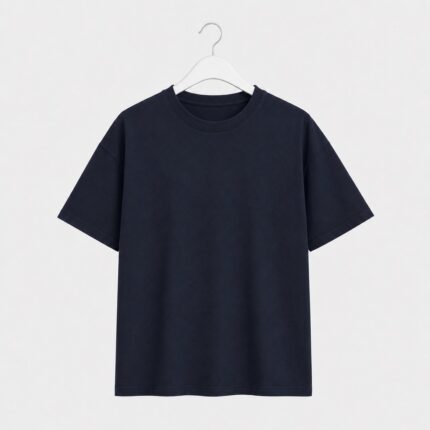 Plain Navy T-Shirt Drop Shoulder