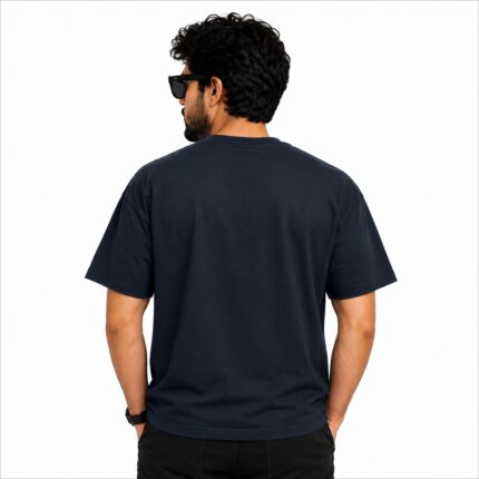 Plain Navy T-Shirt Drop Shoulder