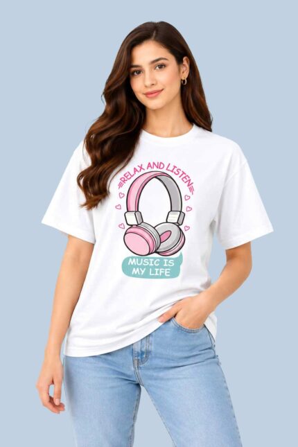 Cute Music Headphones Heart White