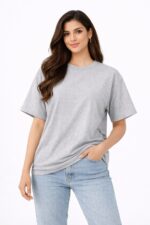 Grey Plain T-Shirt Model