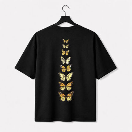 Golden Butterfly Back Print T-Shirt