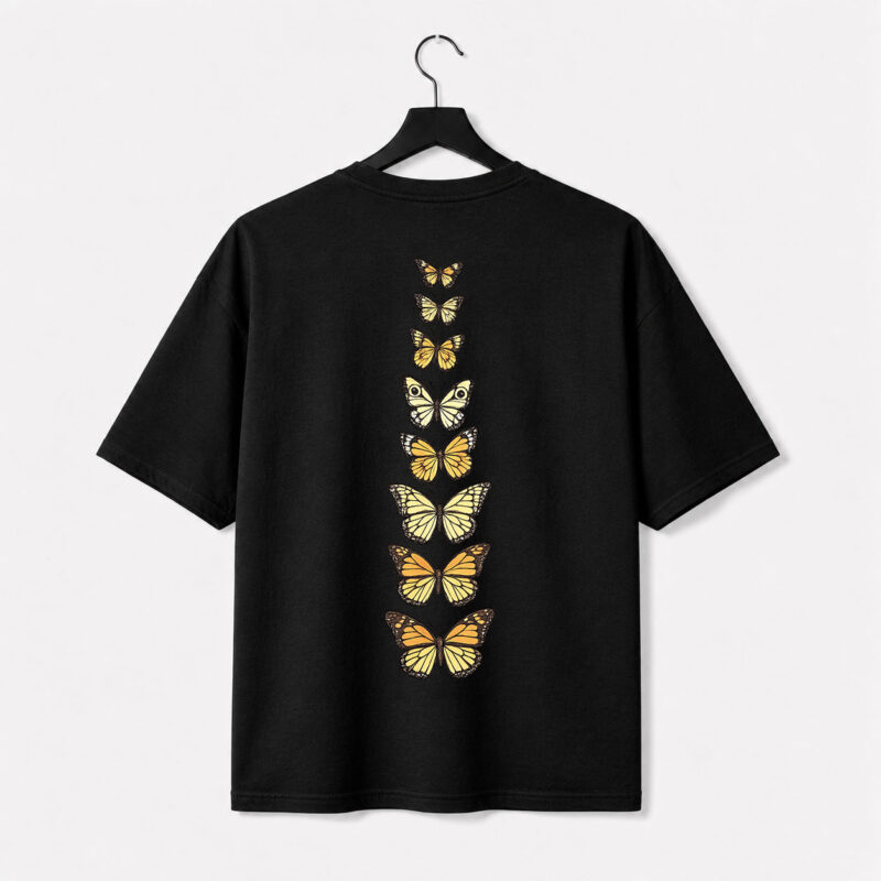 Golden Butterfly Back Print T-Shirt