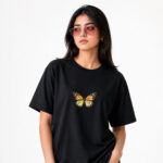 Golden Butterfly Back Print T-Shirt