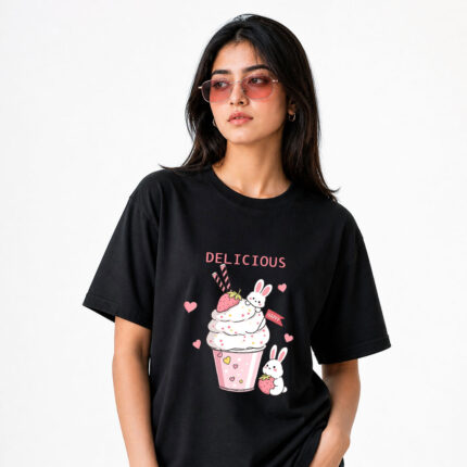 Delicious Bunny Graphic T-Shirt for Women