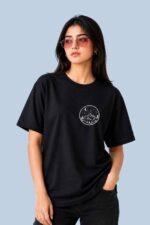 Celestial Moon Mountain | Oversized T-Shirt (Black) - Image 3