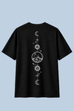 Celestial Moon Mountain | Oversized T-Shirt (Black) - Image 2