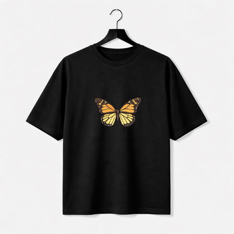 Golden Butterfly Back Print T-Shirt