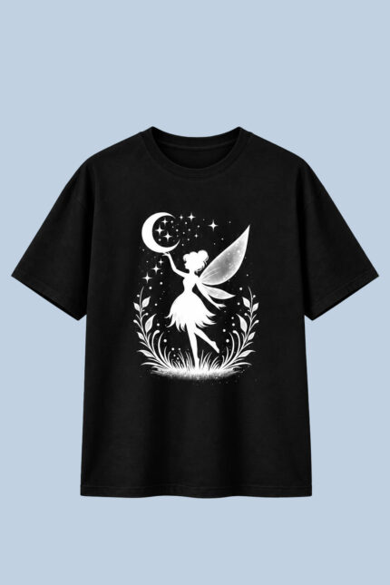 Fairy Moon Silhouette Black