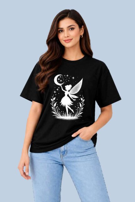 Fairy Moon Silhouette Black