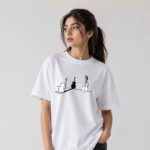 Cat & Guitar Minimal Graphic T-Shirt for Women