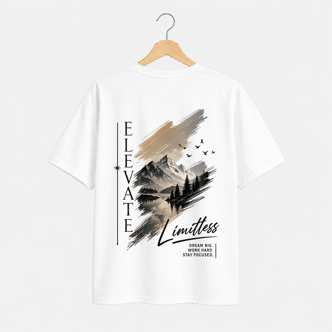 Back-Shirt-W Elevate Limitless Mountain Landscape Graphic T-Shirt for Men