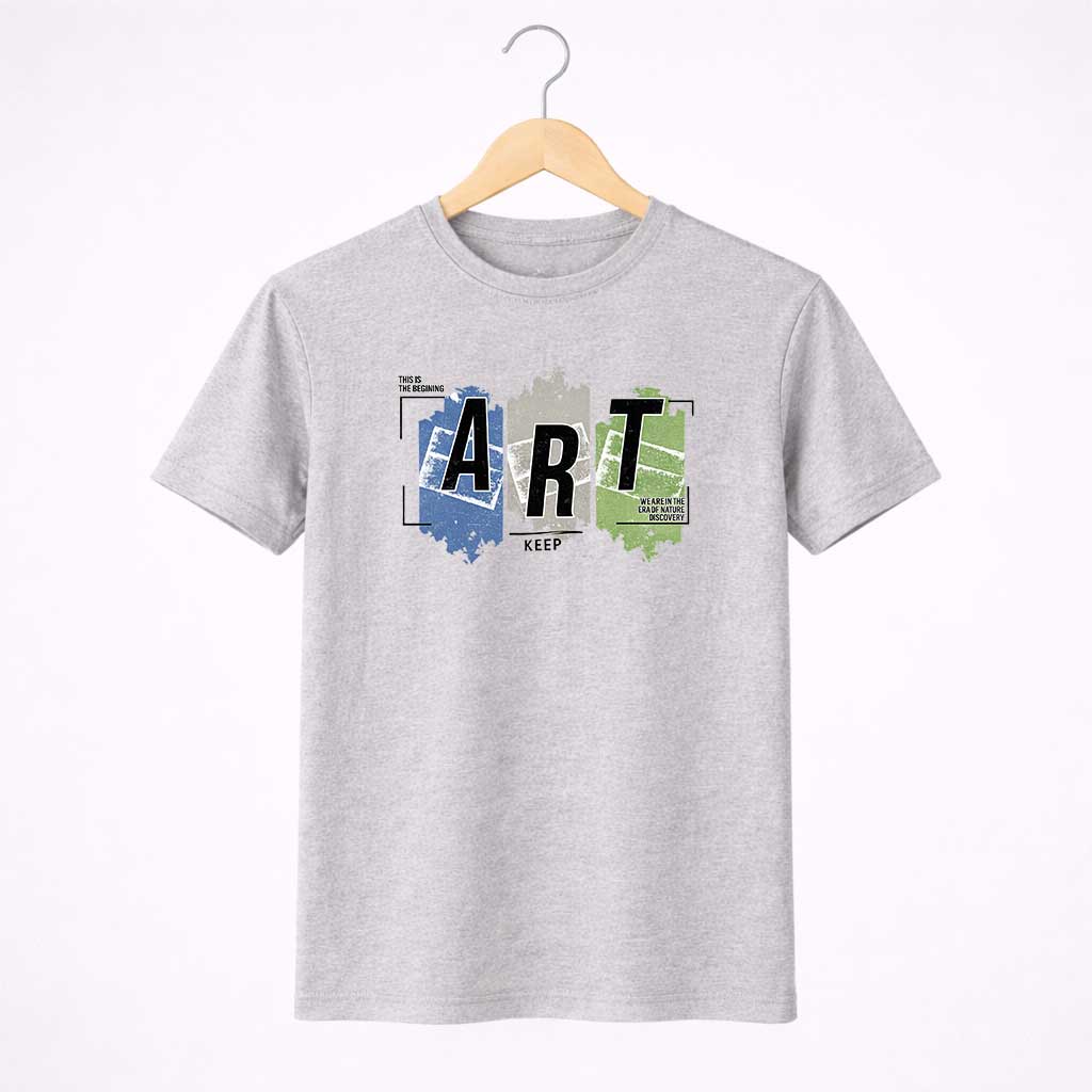 Grey-Front-Mockup Keep Art Graphic T-Shirt for Men
