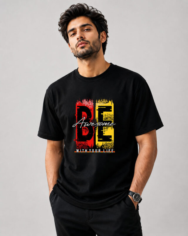 Be Awesome Typography Graphic T-Shirt for Men