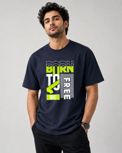 Born to Be Free Typography Graphic T-Shirt for Men