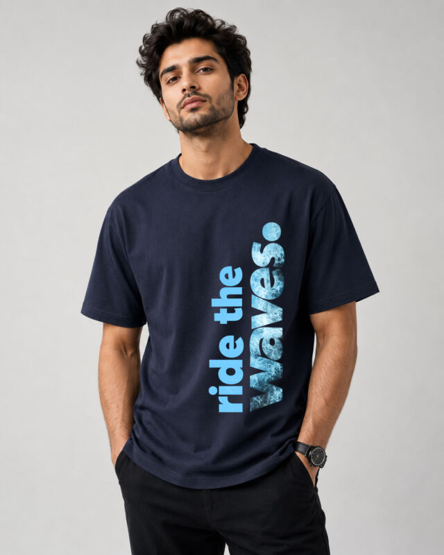 Ride the Waves Typography Graphic T-Shirt for Men