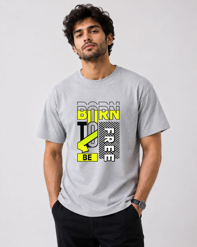 Born to Be Free Typography Graphic T-Shirt for Men