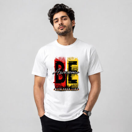 Be Awesome Typography Graphic T-Shirt for Men