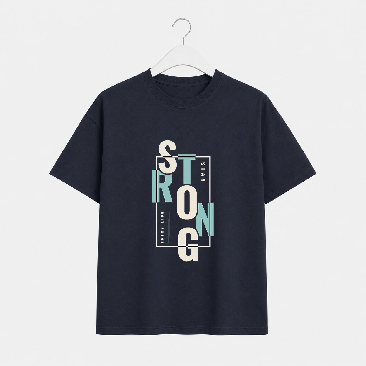 front Stay Strong Navy T-Shirt for Men