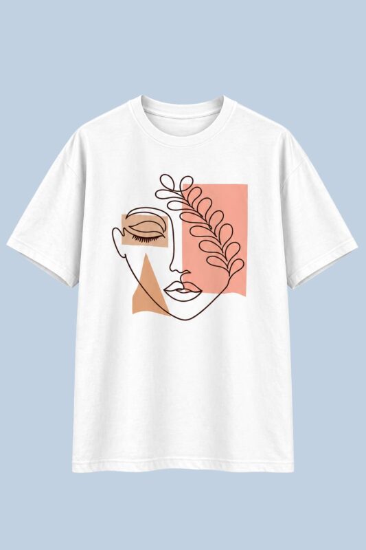 Abstract Face Line Art White