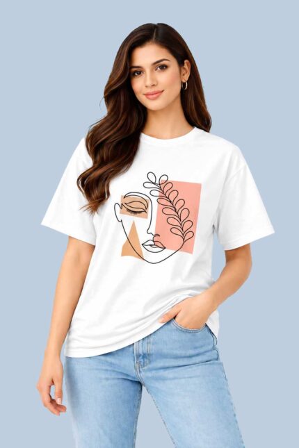 Abstract Face Line Art White