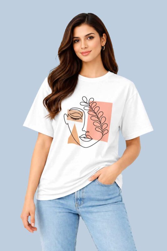 Abstract Face Line Art White