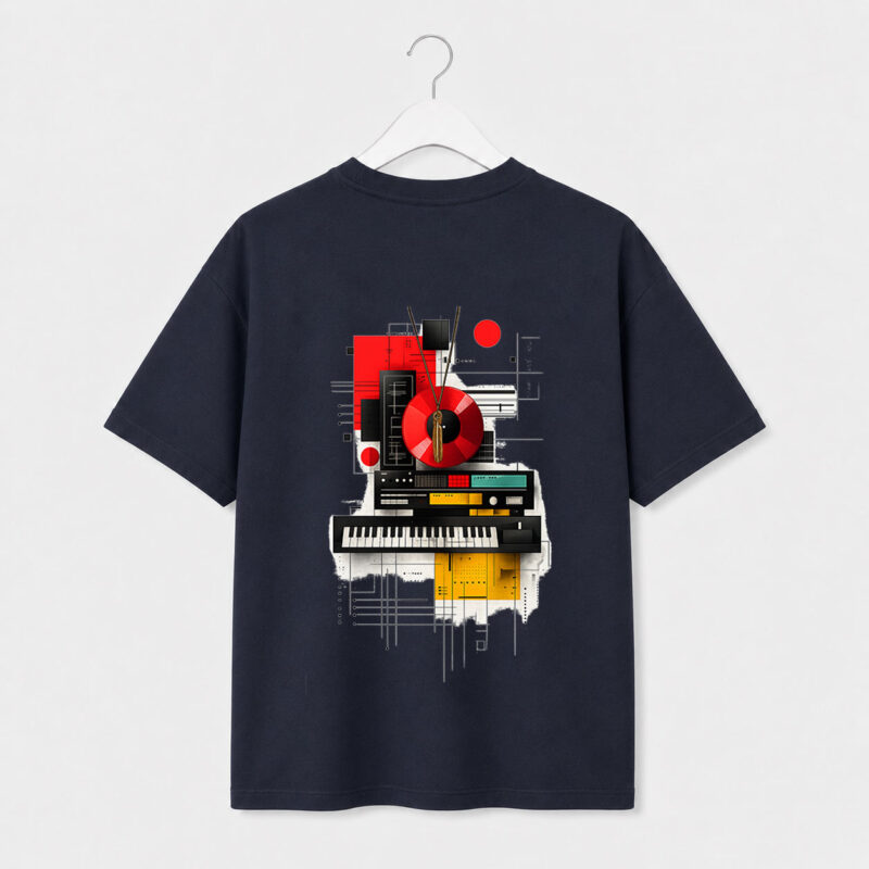 Retro Music Studio Graphic Drop Shoulder T-Shirt
