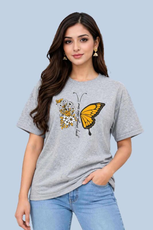 Butterfly Floral Grey