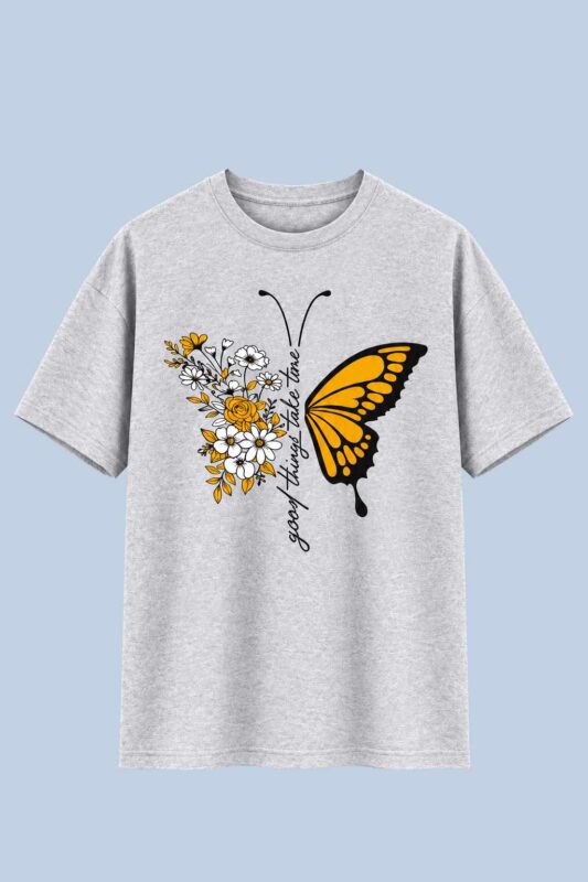 Butterfly Floral Grey